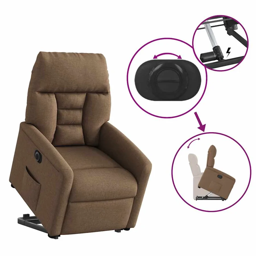 Fauteuil inclinable électrique marron tissu - 8
