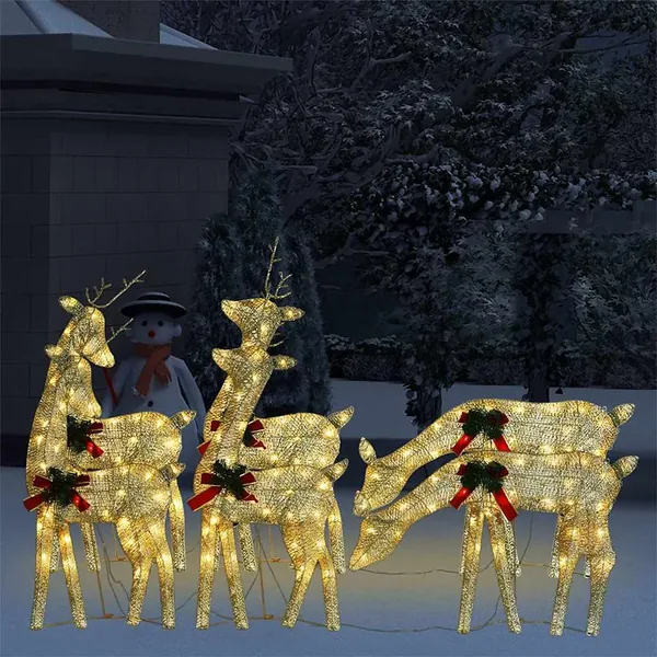 Rennes de Noël 6 pcs Doré Blanc chaud Maille