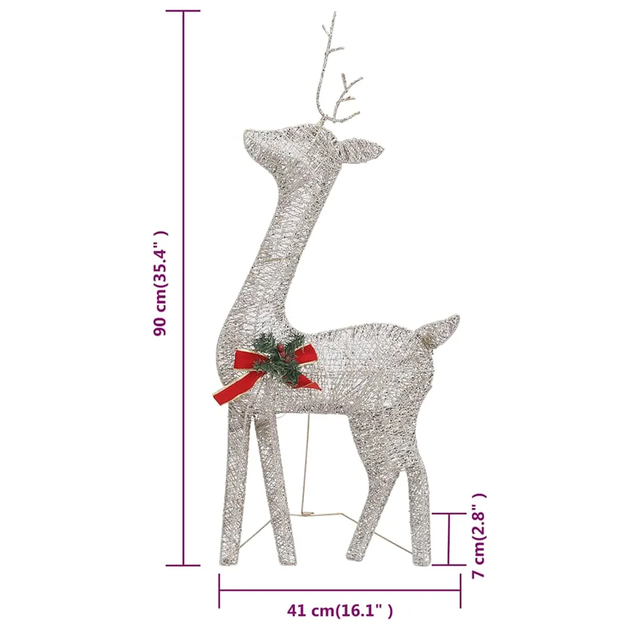 Rennes de Noël 6 pcs Doré Blanc chaud Maille - 11