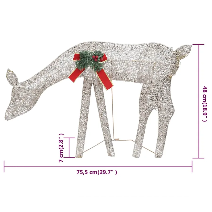 Rennes de Noël 6 pcs Doré Blanc chaud Maille - 12