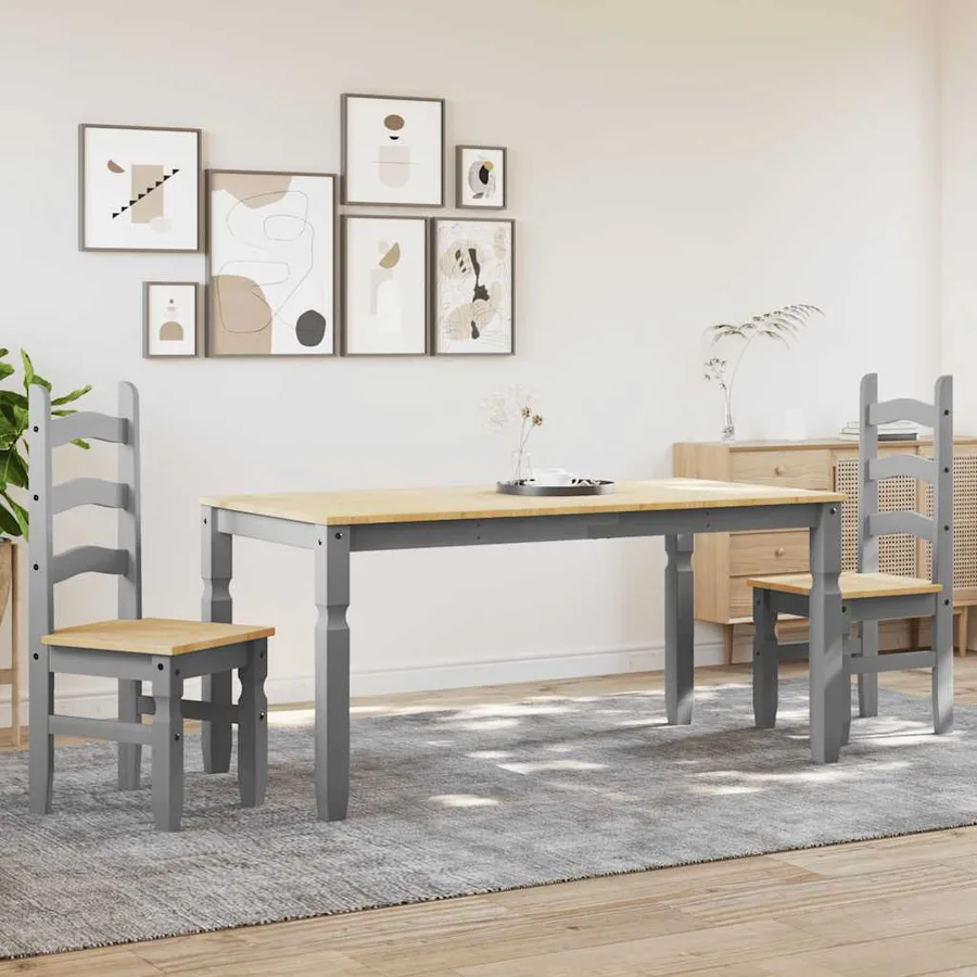 Ensemble à manger PANAMA 3 pcs gris bois de pin massif - 3