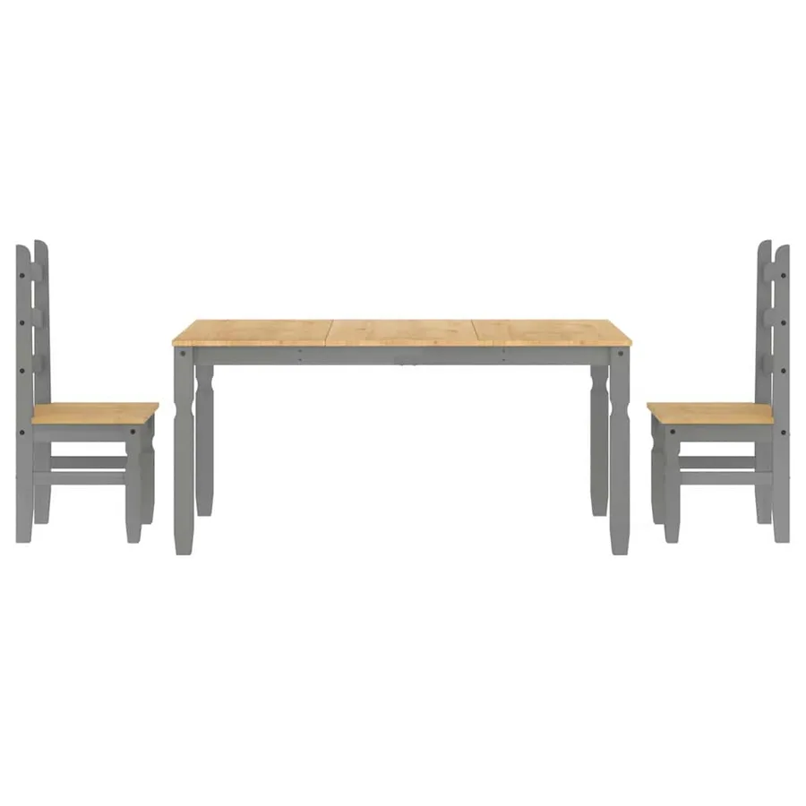 Ensemble à manger PANAMA 3 pcs gris bois de pin massif - 7