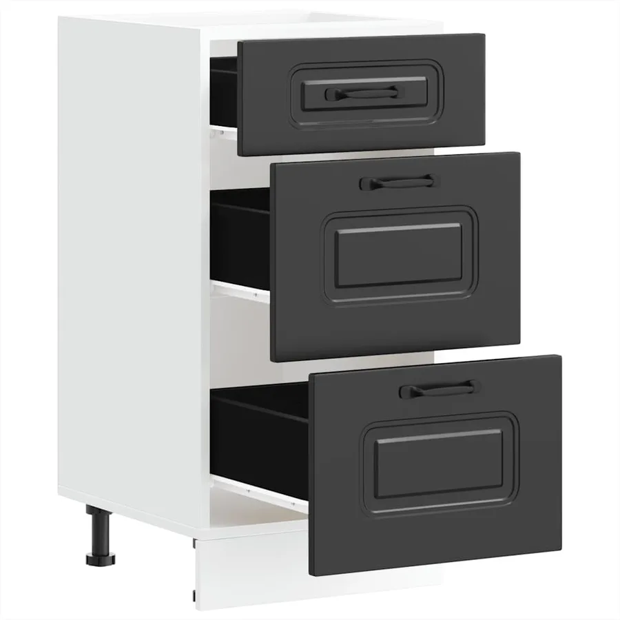 Meuble bas de cuisine « Kalmar » Bois d'ingénierie noir - 5