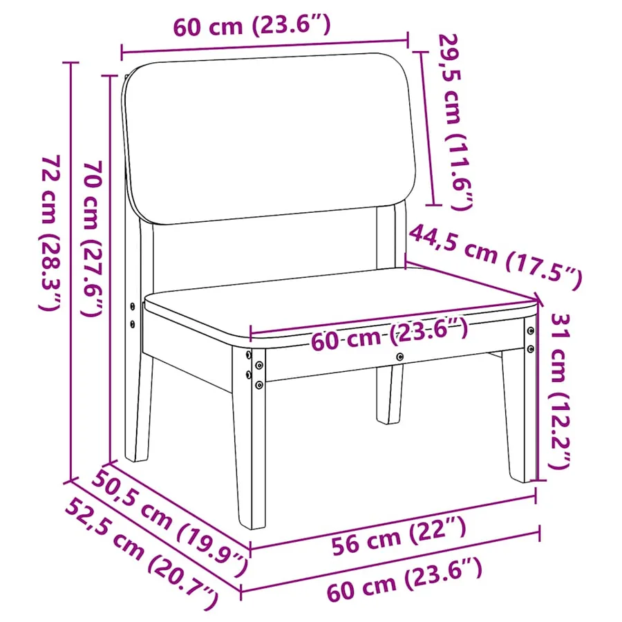 Chaise de jardin 60x52,5x72 cm bois de pin imprégné - 9