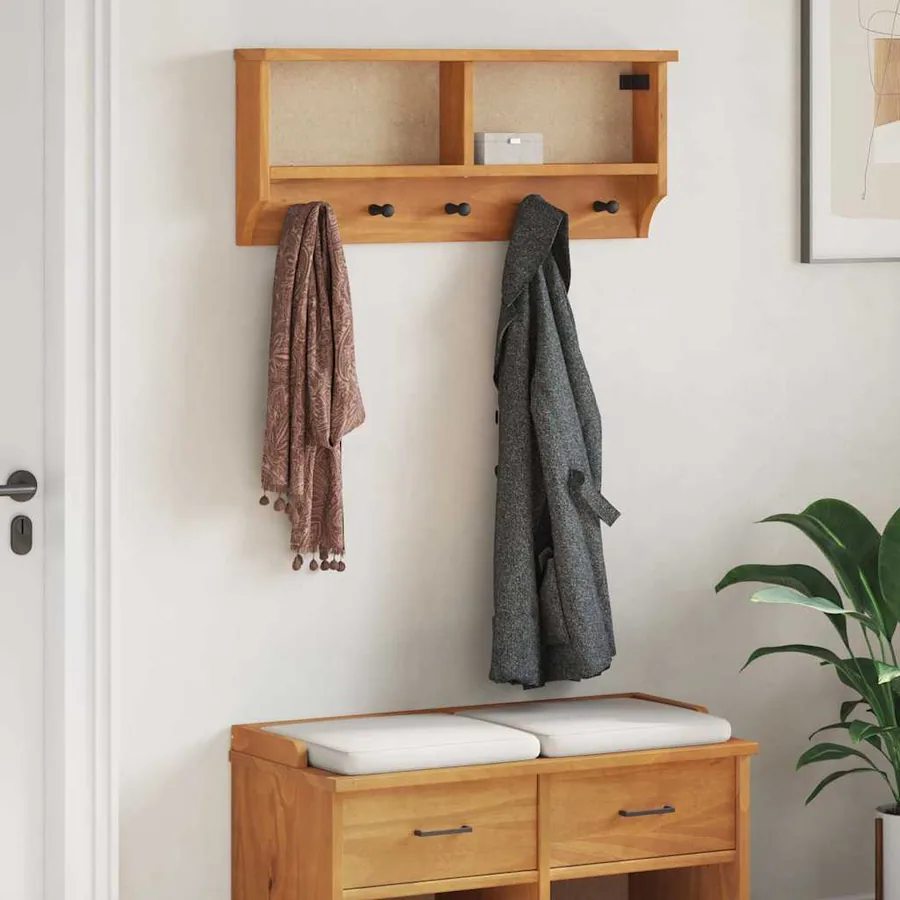 Porte-manteau mural SANDNES 87x12x35 cm bois massif pin