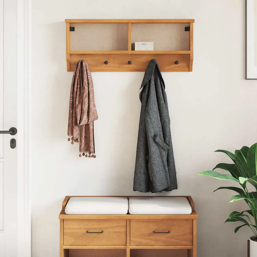 Porte-manteau mural SANDNES 87x12x35 cm bois massif pin - 3