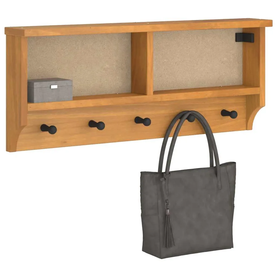 Porte-manteau mural SANDNES 87x12x35 cm bois massif pin - 4