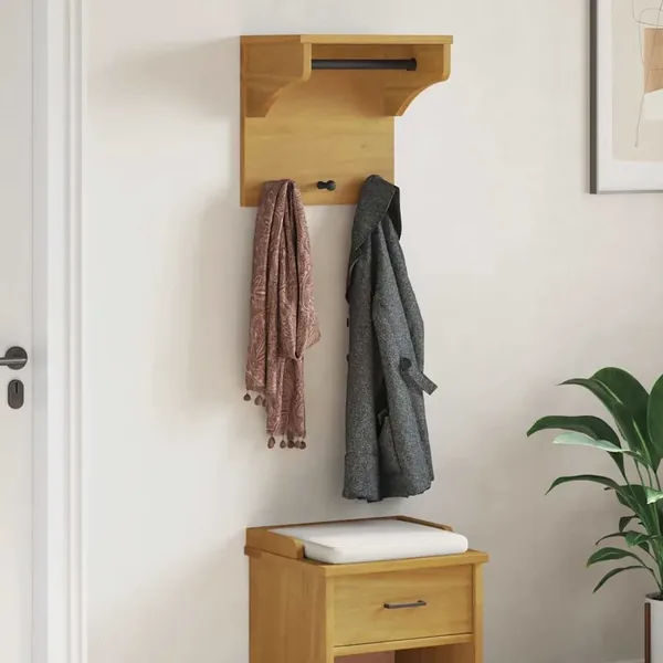 Porte-manteau mural SANDNES 43x30x42 cm bois massif pin