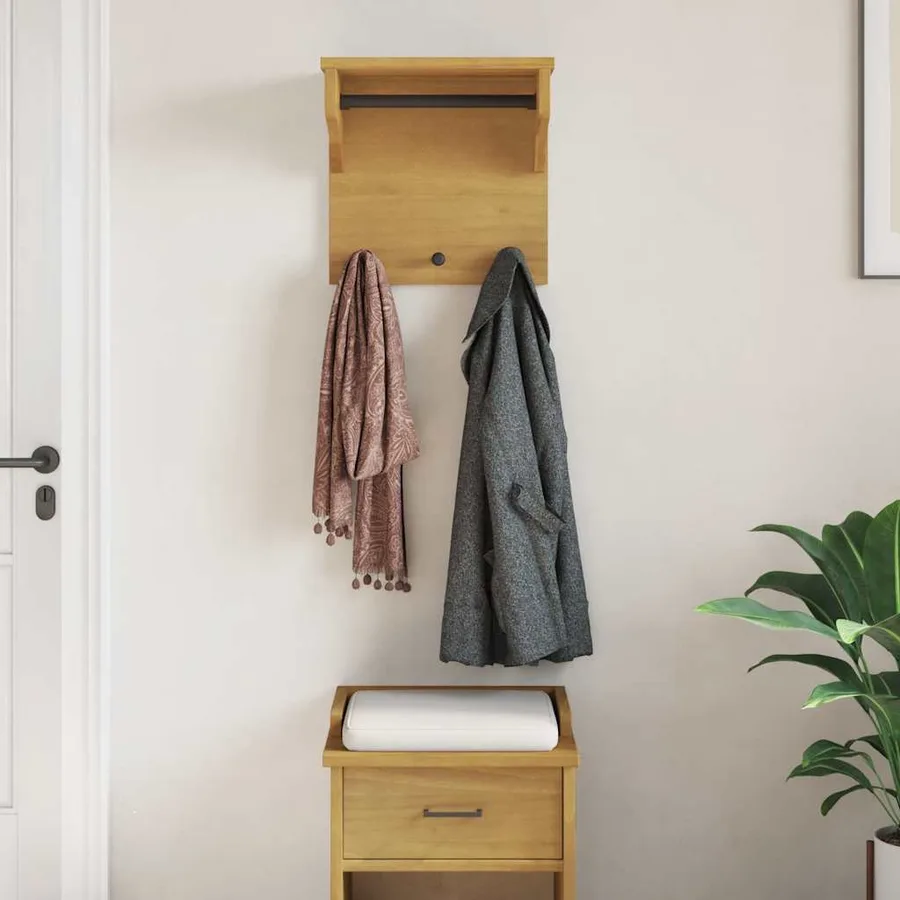 Porte-manteau mural SANDNES 43x30x42 cm bois massif pin - 3