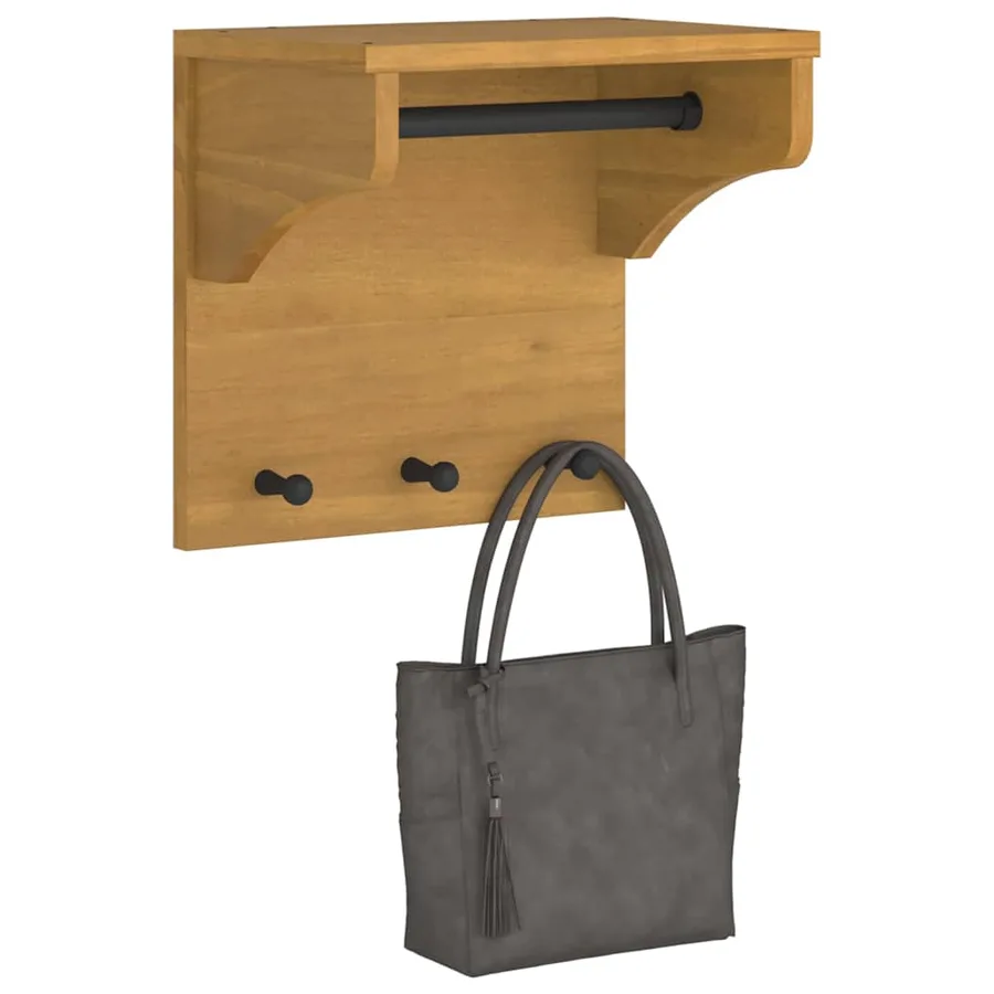 Porte-manteau mural SANDNES 43x30x42 cm bois massif pin - 4