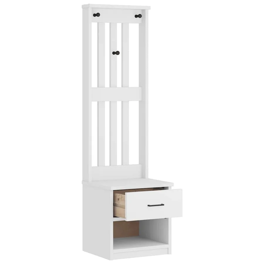 Portemanteau SANDNES blanc 45x40x159,5 cm bois massif pin - 6