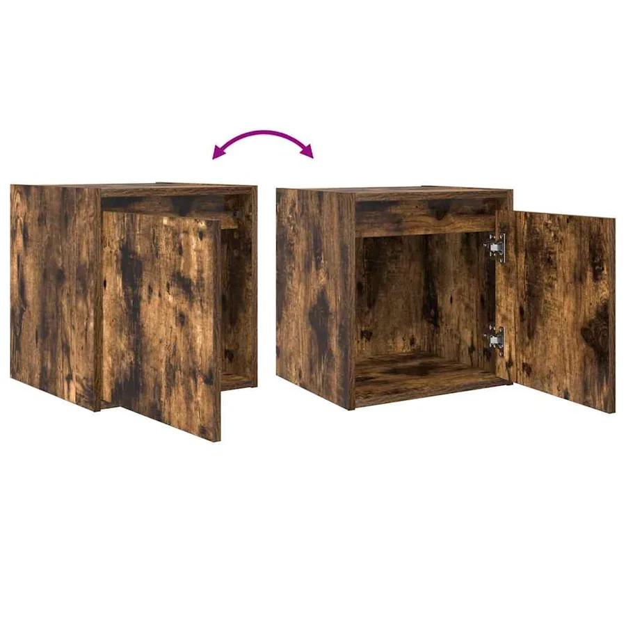 Table de chevet murale chêne fumé 38x34x40 cm - 9