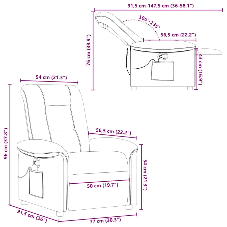 Fauteuil de massage inclinable Crème Tissu - 13