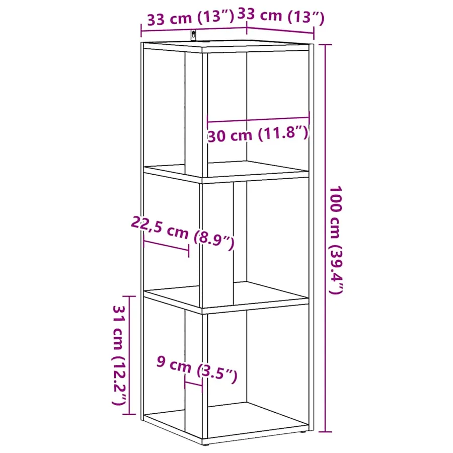 Armoire d'angle vieux bois 33x33x100 cm bois d'ingénierie - 9