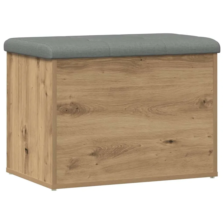 Banc de rangement chêne artisanal 62x42x45 cm bois d'ingénierie - 2