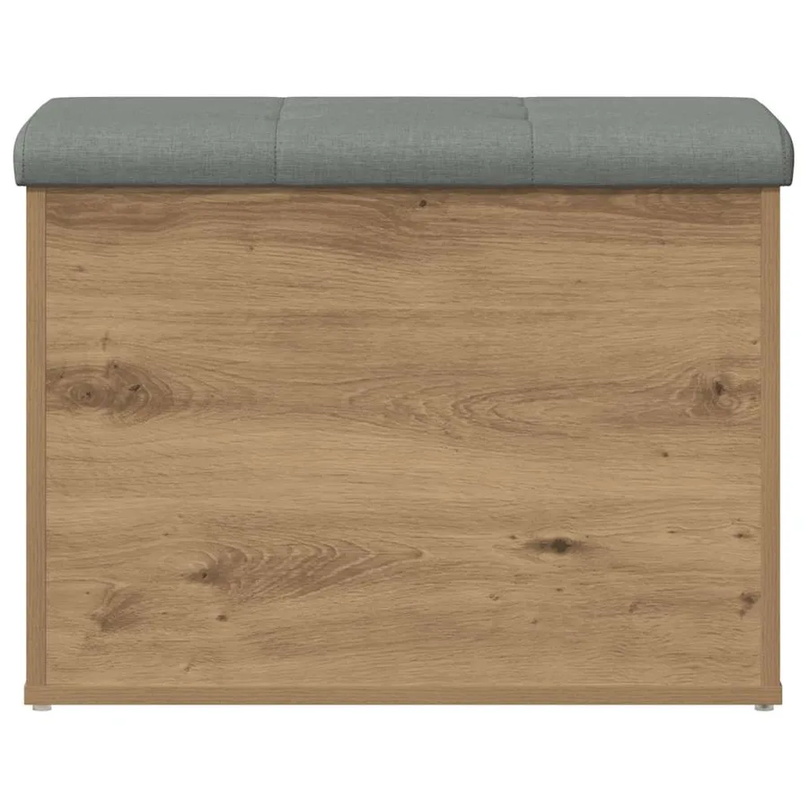 Banc de rangement chêne artisanal 62x42x45 cm bois d'ingénierie - 3
