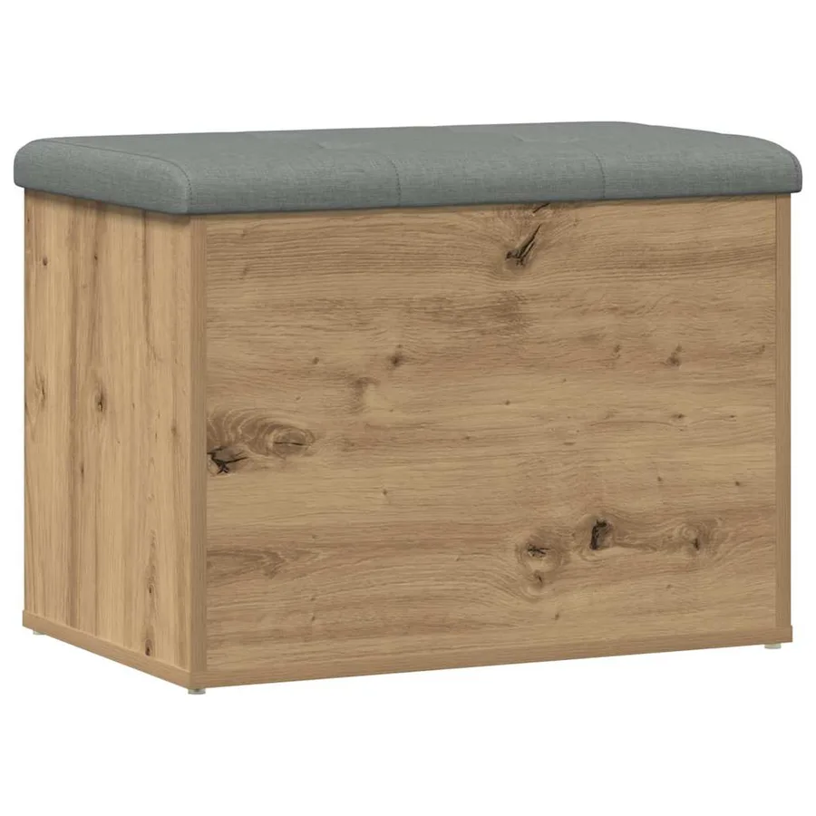Banc de rangement chêne artisanal 62x42x45 cm bois d'ingénierie - 6