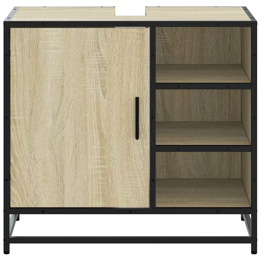 Meuble de salle de bain avec lavabo Chêne Sonoma 65 x 33 x 60 cm Bois d'ingénierie - 5