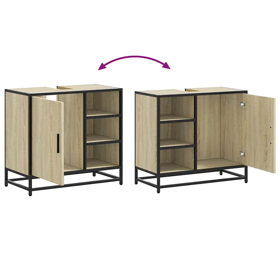 Meuble de salle de bain avec lavabo Chêne Sonoma 65 x 33 x 60 cm Bois d'ingénierie - 9