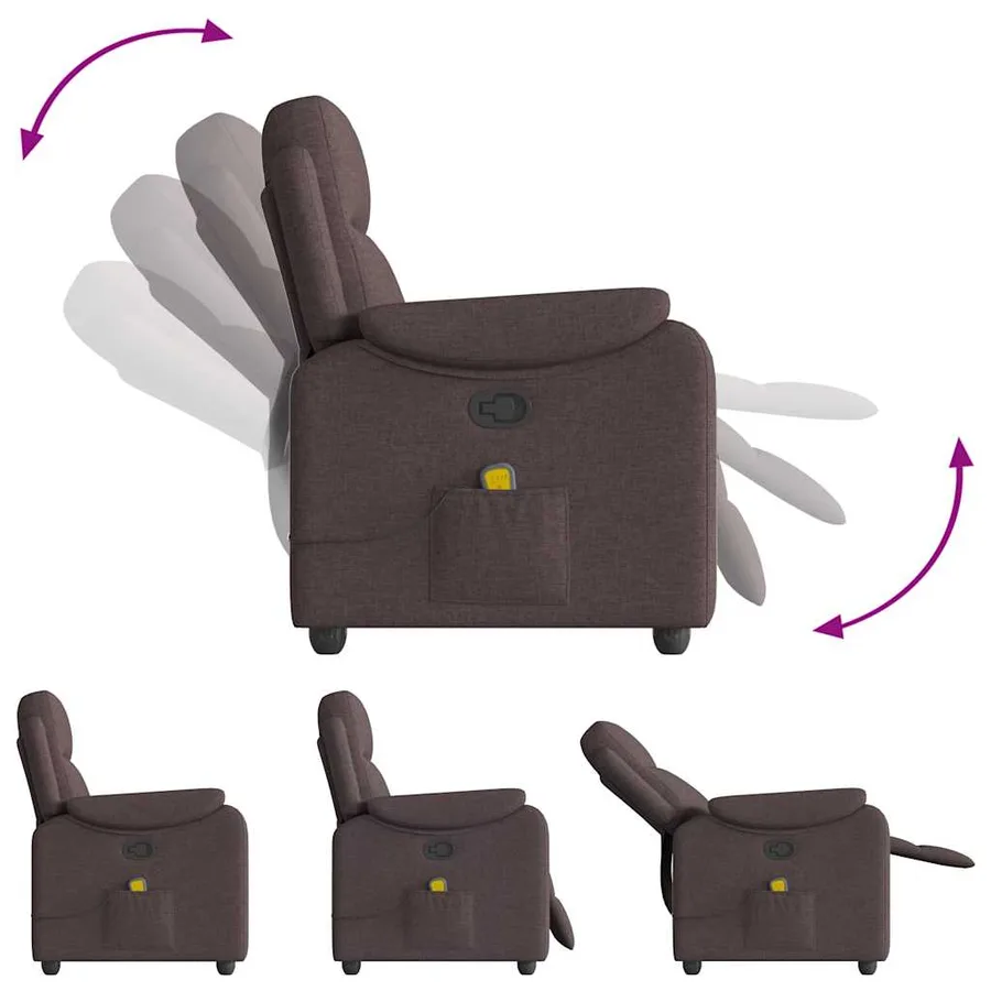 Fauteuil de massage inclinable Marron foncé Tissu - 7