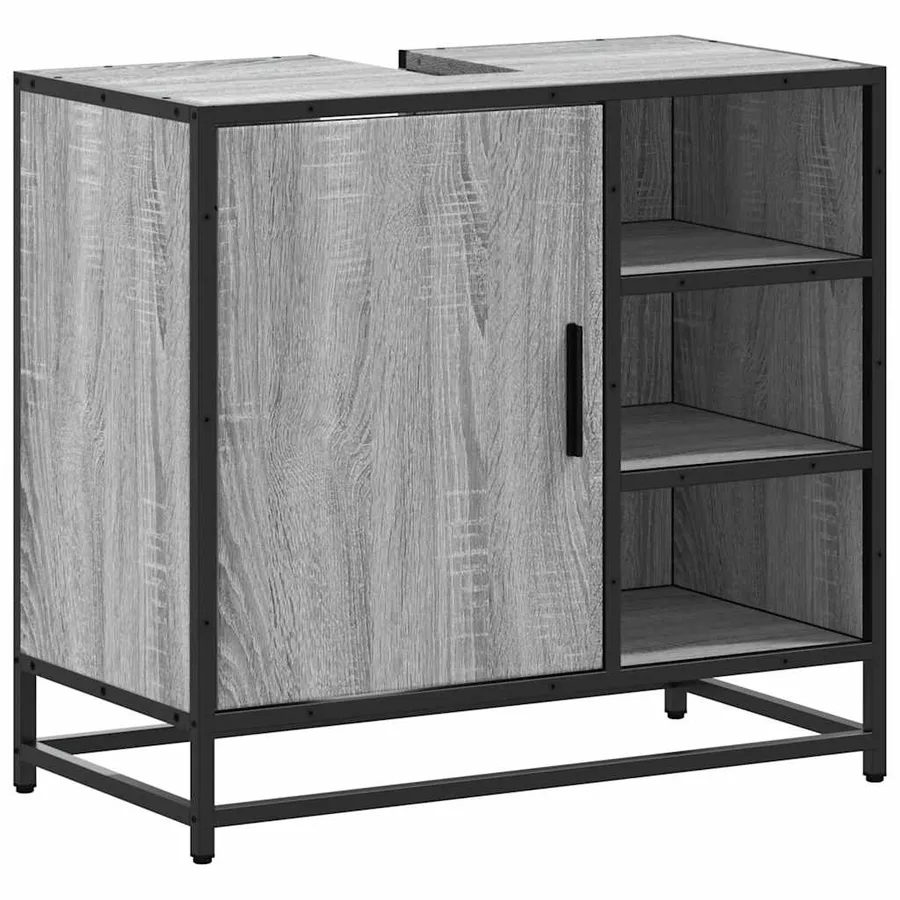 Armoire de lavabo de salle de bain sonoma gris 65x33x60 cm - 2