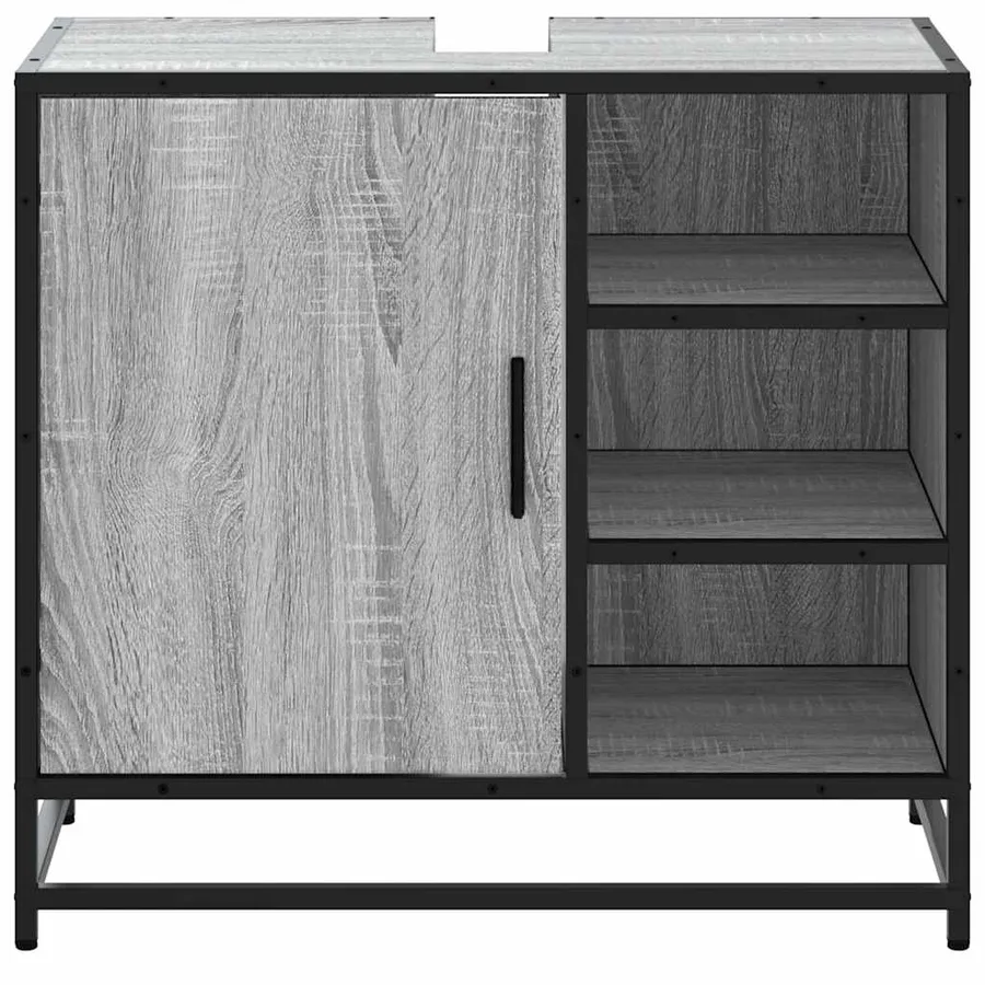 Armoire de lavabo de salle de bain sonoma gris 65x33x60 cm - 5