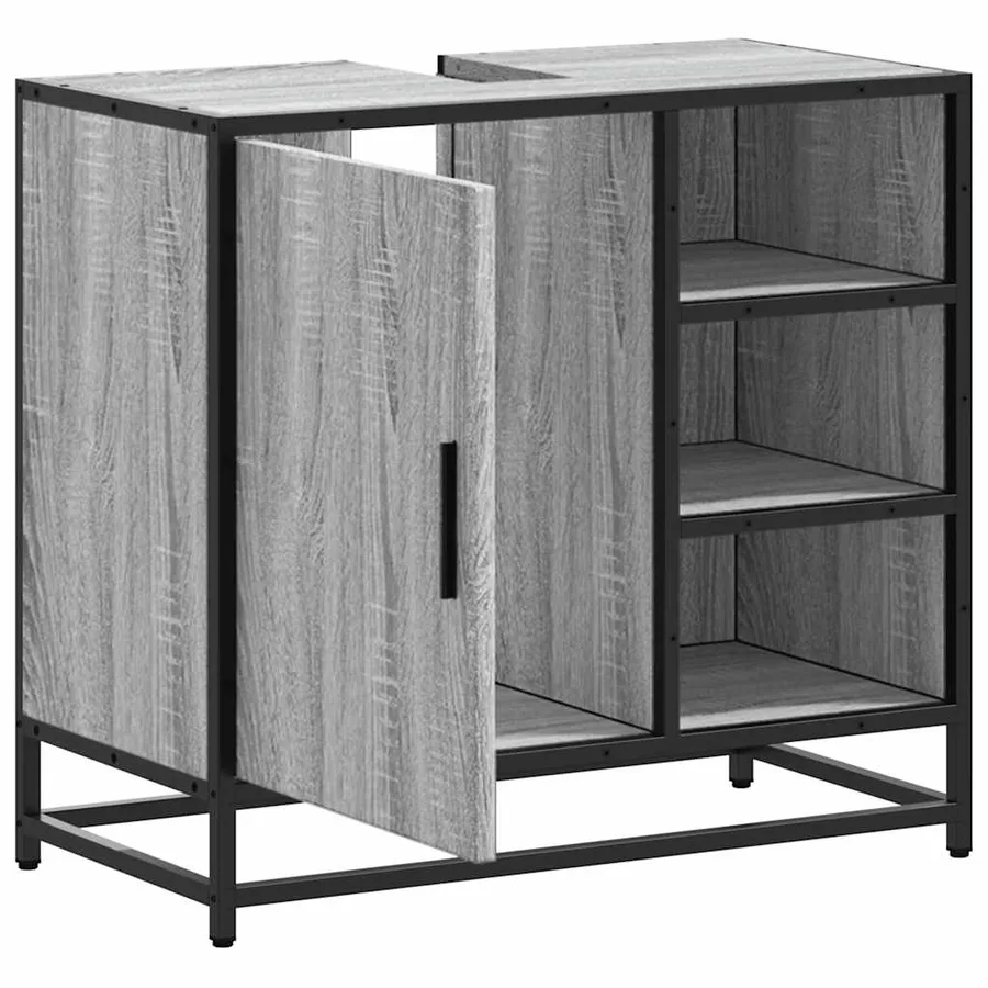 Armoire de lavabo de salle de bain sonoma gris 65x33x60 cm - 6