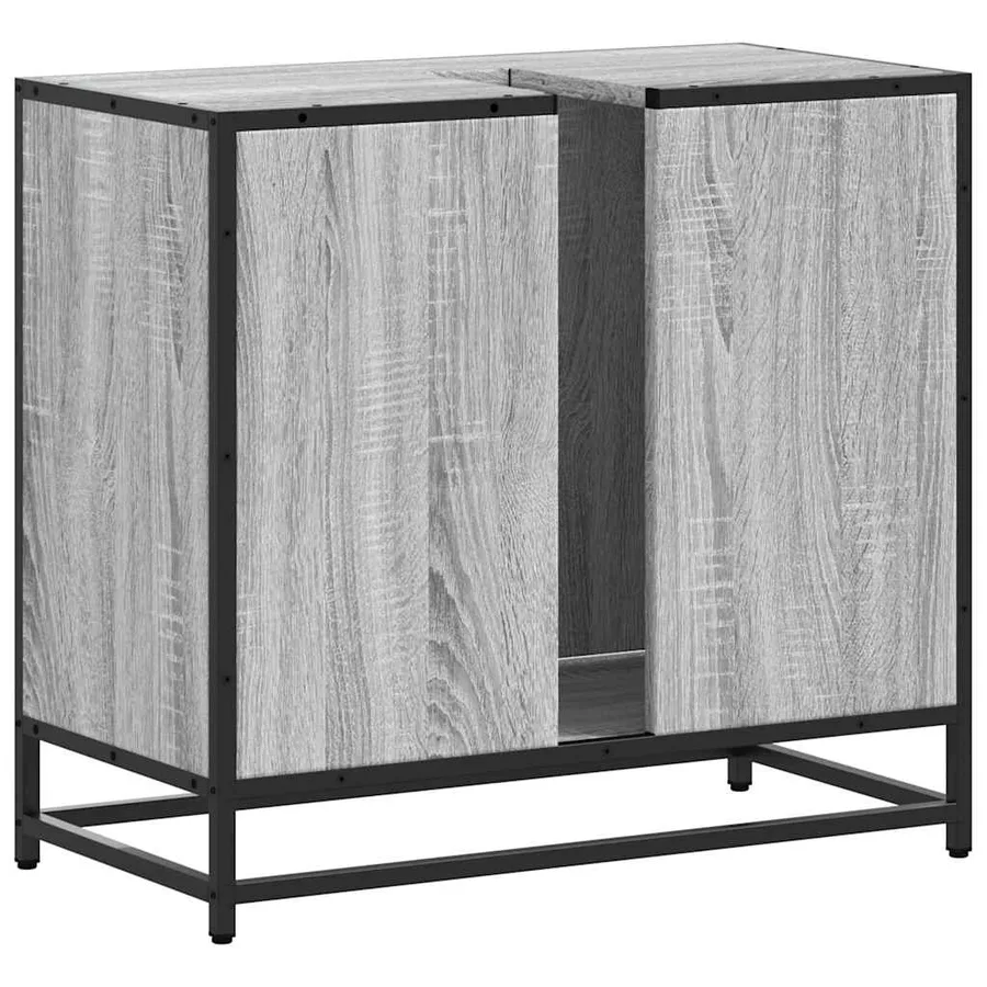 Armoire de lavabo de salle de bain sonoma gris 65x33x60 cm - 8