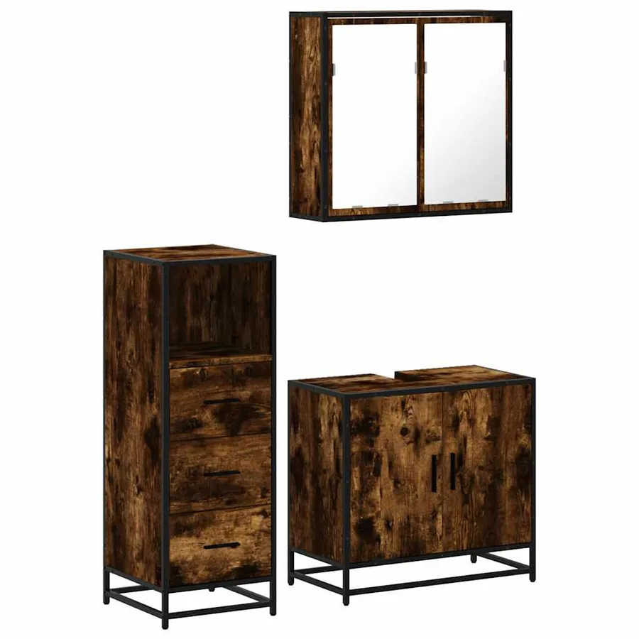 Ensemble de meubles de salle de bain 3 pcs Chêne fumé - 2