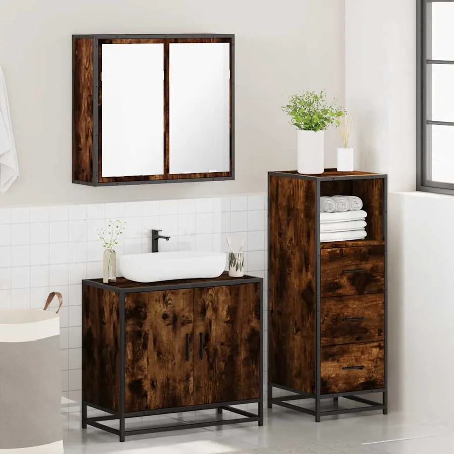 Ensemble de meubles de salle de bain 3 pcs Chêne fumé - 4