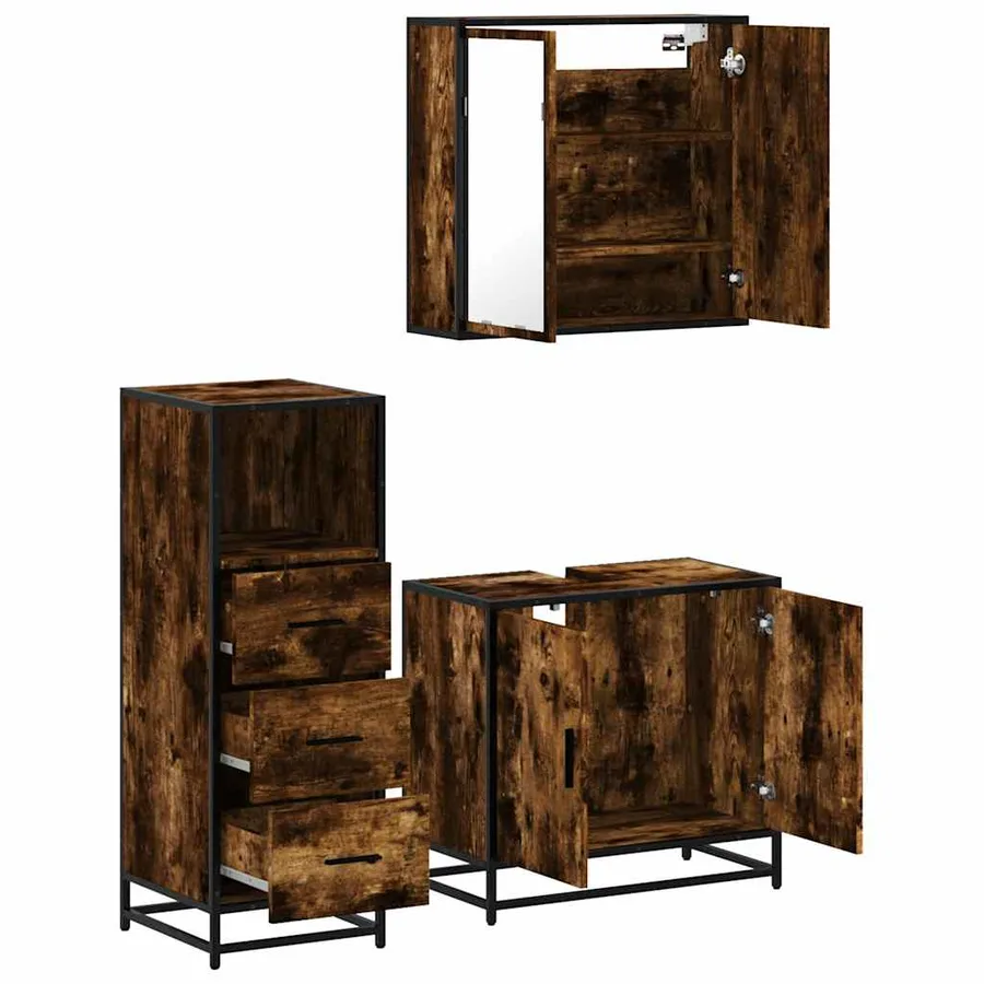 Ensemble de meubles de salle de bain 3 pcs Chêne fumé - 6