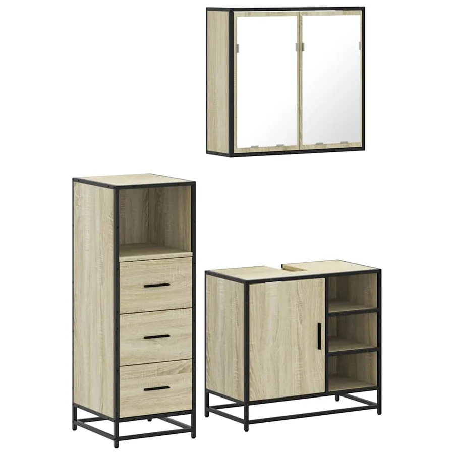 Ensemble de meubles de salle de bain 3 pcs chêne sonoma - 2