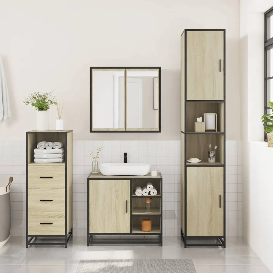 Ensemble de meubles de salle de bain 3 pcs chêne sonoma - 3