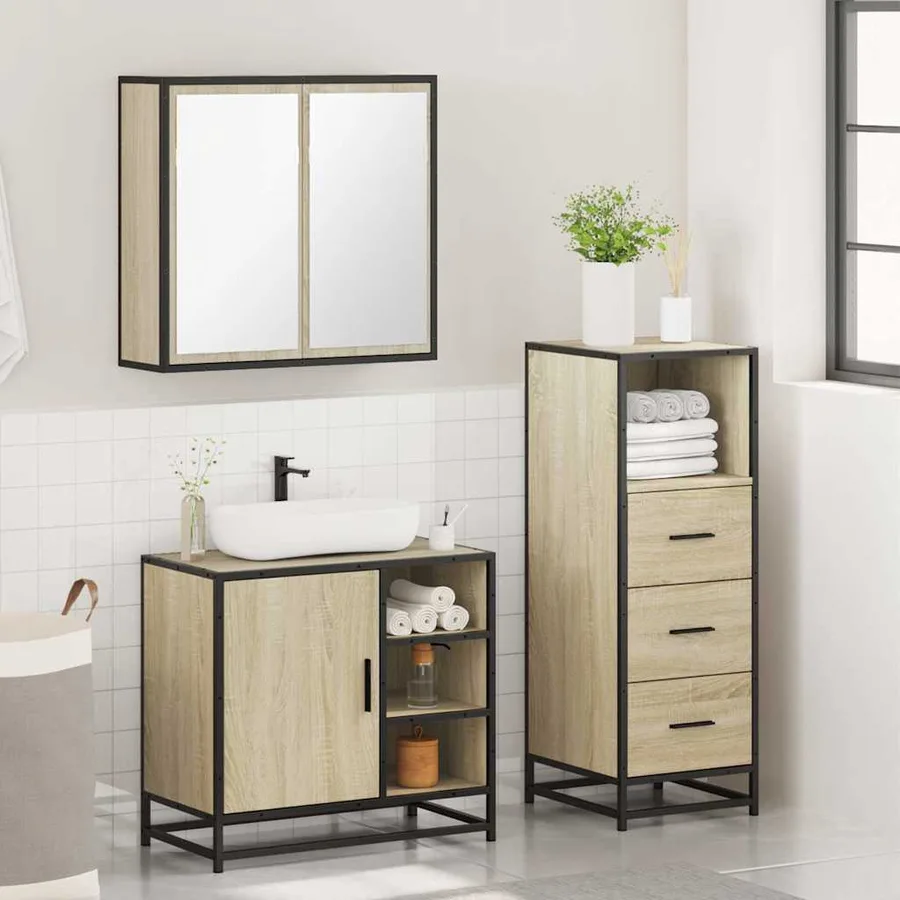 Ensemble de meubles de salle de bain 3 pcs chêne sonoma - 4