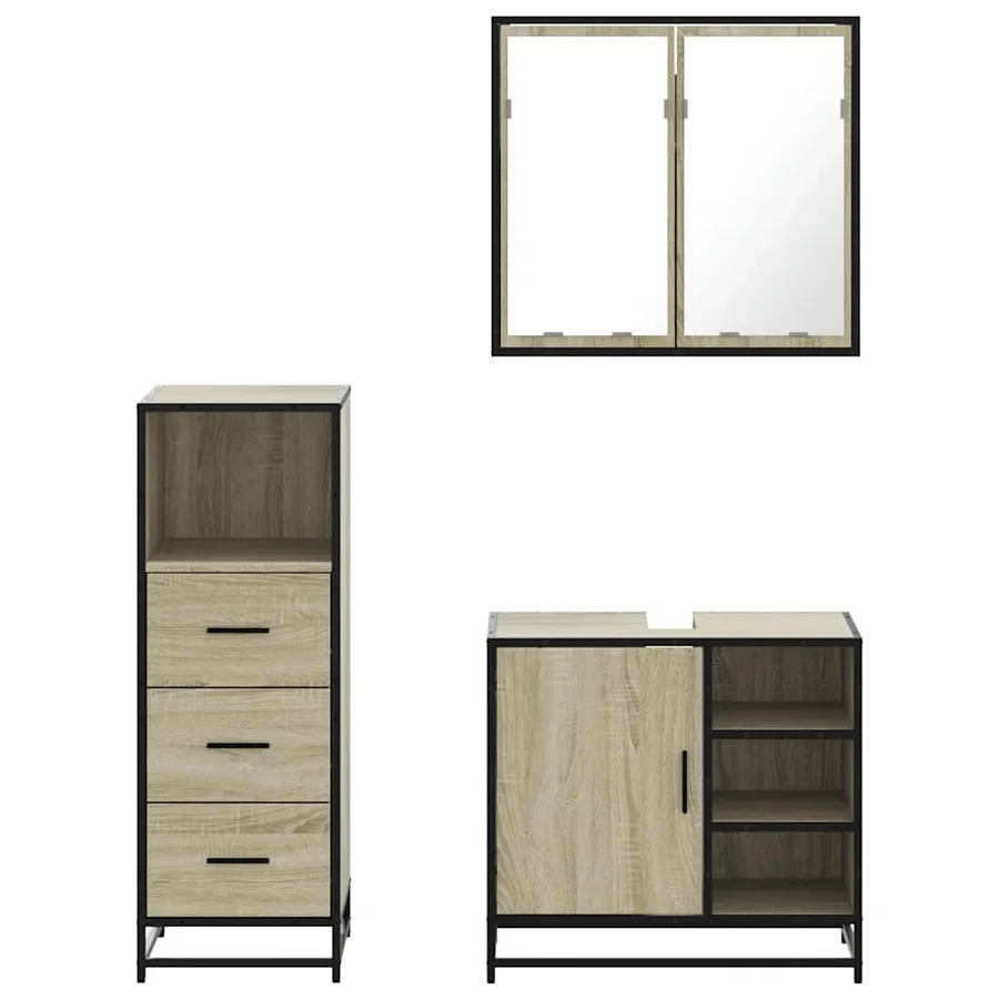 Ensemble de meubles de salle de bain 3 pcs chêne sonoma - 5