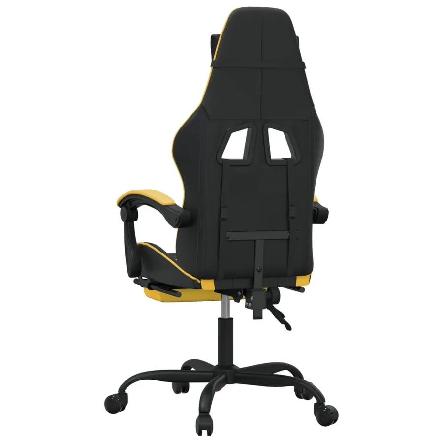 Chaise de jeu avec repose-pied Noir et doré Similicuir - 5