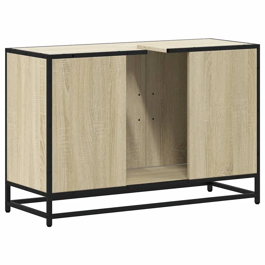Meuble de salle de bain avec lavabo Chêne Sonoma 90 x 33 x 60 cm Bois d'ingénierie - 7
