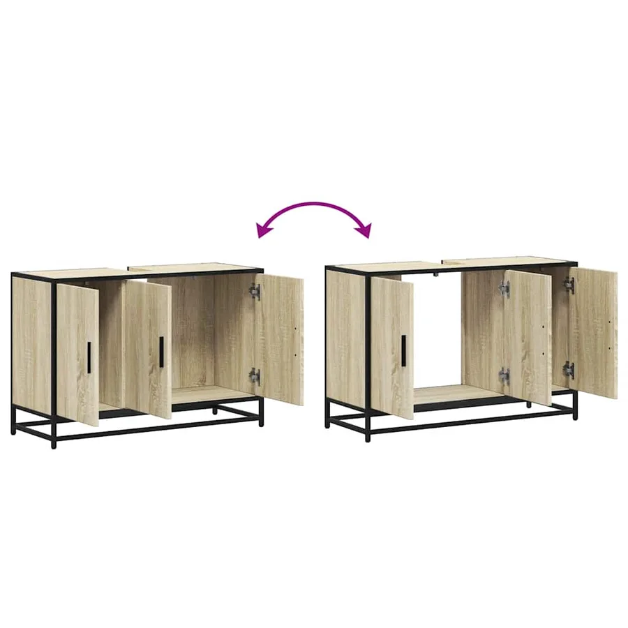 Meuble de salle de bain avec lavabo Chêne Sonoma 90 x 33 x 60 cm Bois d'ingénierie - 9