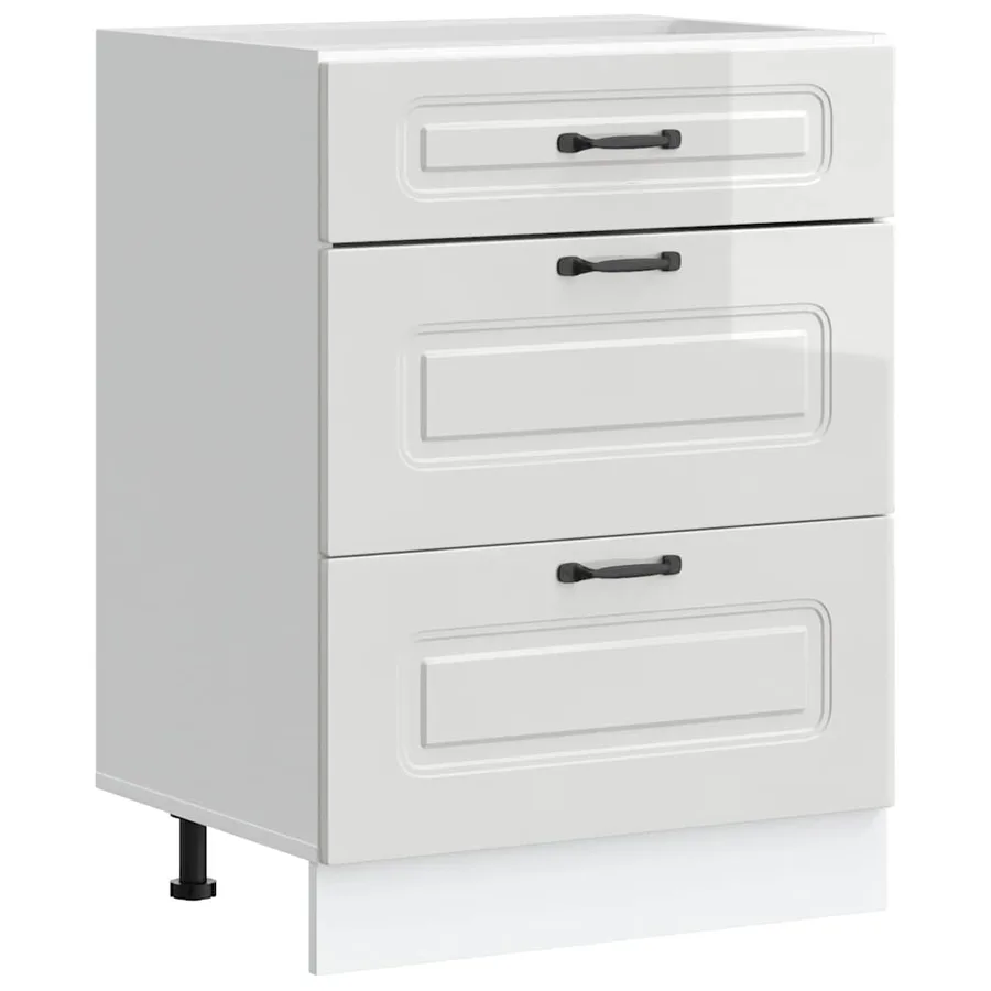 Meuble bas de cuisine « Kalmar » Bois d'ingénierie blanc brillant - 2