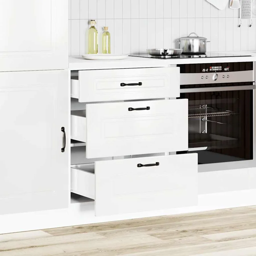 Meuble bas de cuisine « Kalmar » Bois d'ingénierie blanc brillant - 3
