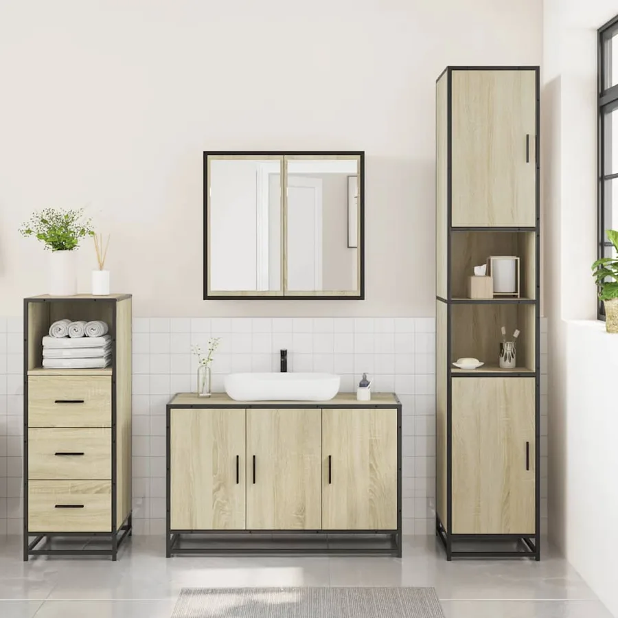 Ensemble de meubles de salle de bain 3 pcs chêne sonoma - 3