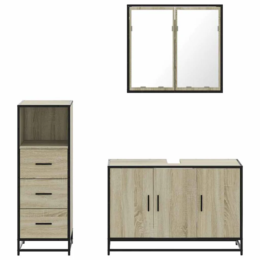 Ensemble de meubles de salle de bain 3 pcs chêne sonoma - 5