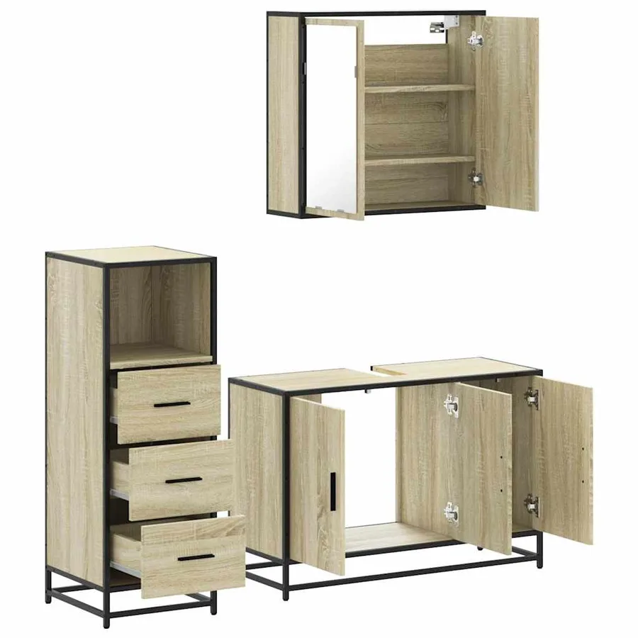 Ensemble de meubles de salle de bain 3 pcs chêne sonoma - 6