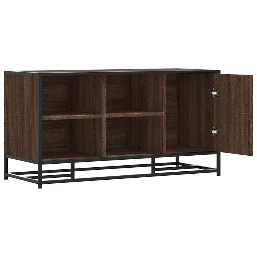 Banc à chaussures chêne marron bois d'ingénierie et métal - 5