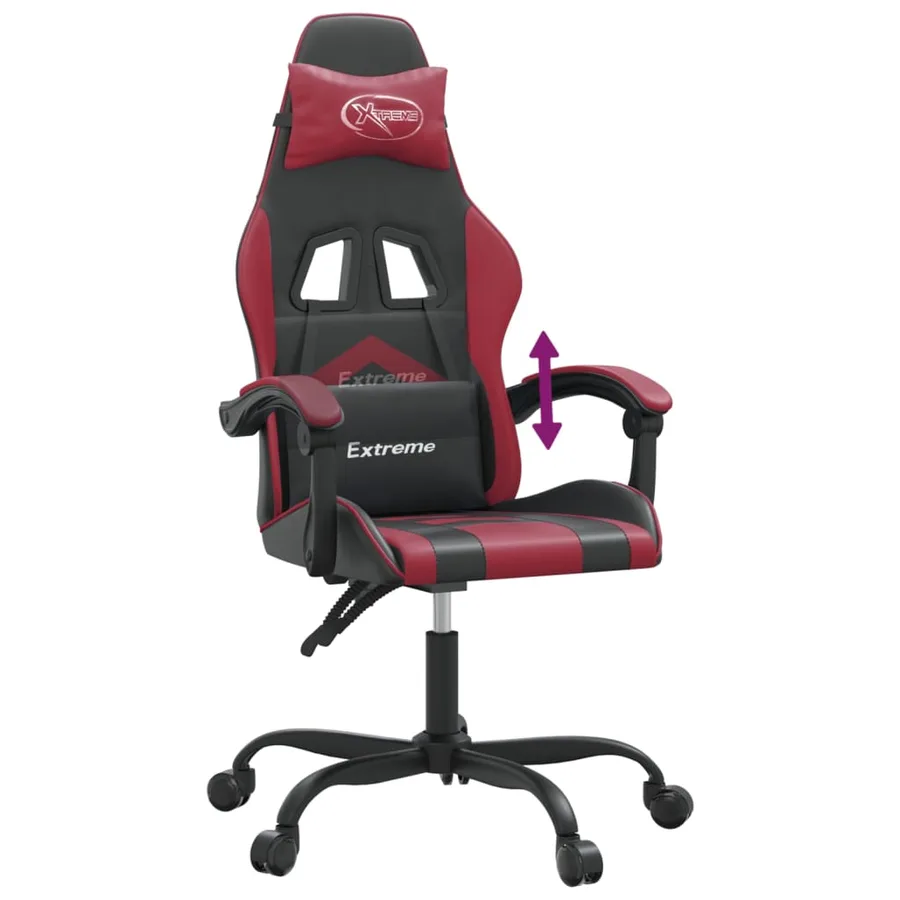 Chaise de jeu Noir et rouge bordeaux Similicuir - 7