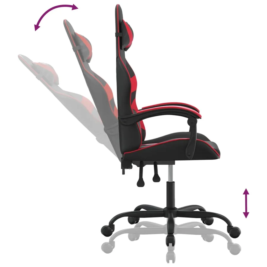 Chaise de jeu Noir et rouge Similicuir - 6