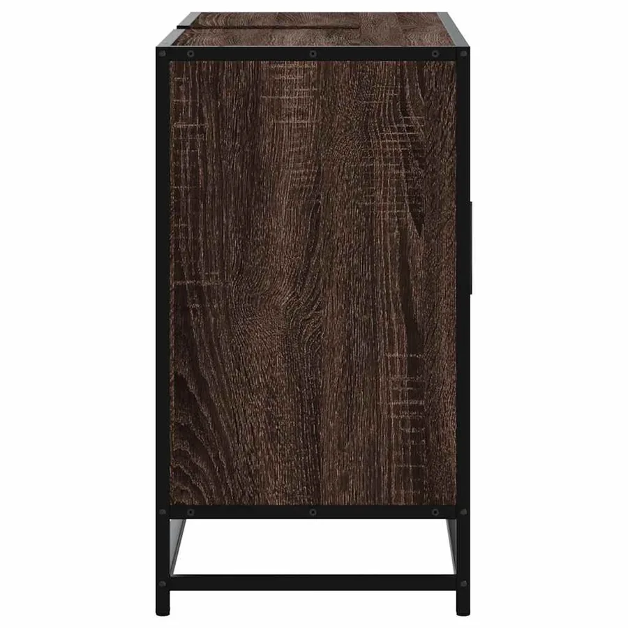 Armoire lavabo de salle de bain chêne marron bois d'ingénierie - 7