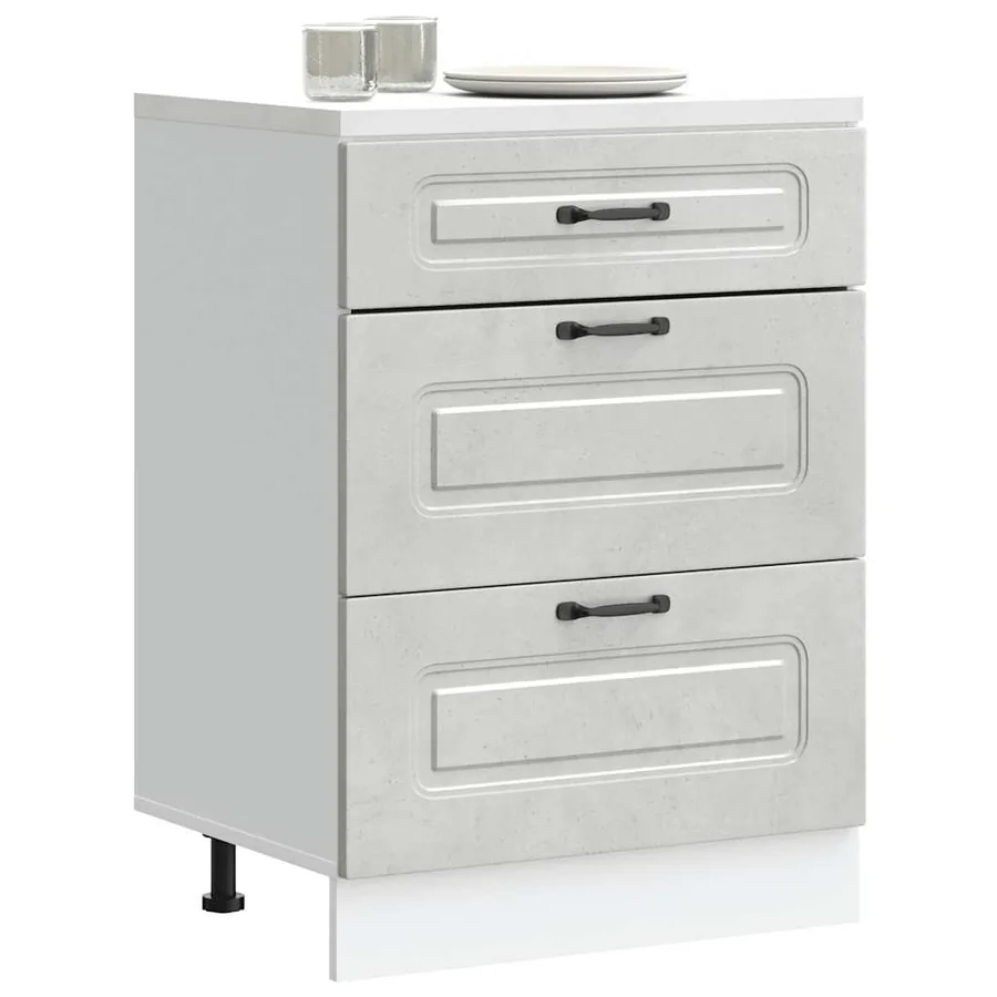 Armoire de cuisine Kalmar gris béton bois d'ingénierie