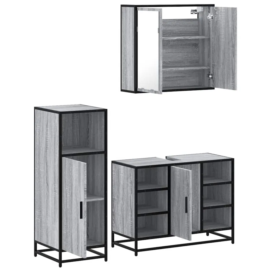 Ensemble de meubles de salle de bain 3 pcs Sonoma gris - 6