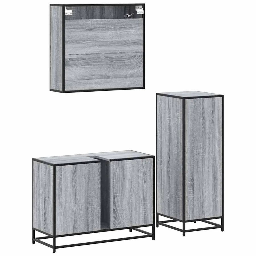 Ensemble de meubles de salle de bain 3 pcs Sonoma gris - 8